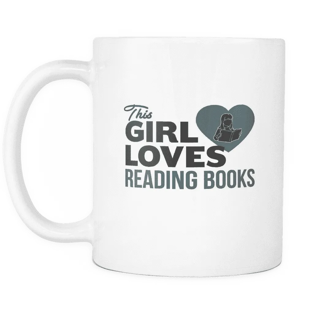 this girl loves reading books mug