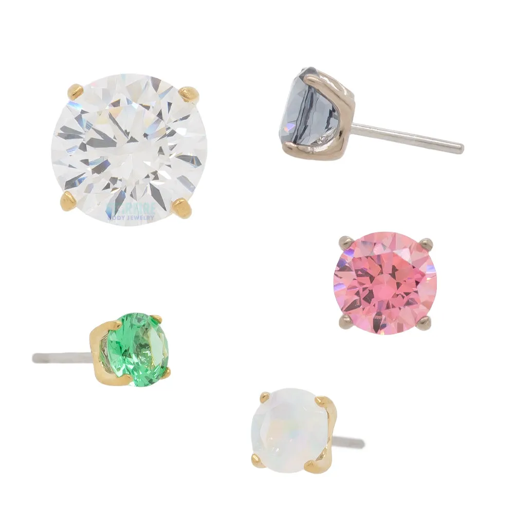 threadless: 4mm Tiffany Prong-Set Brilliant-Cut Gem End in Gold