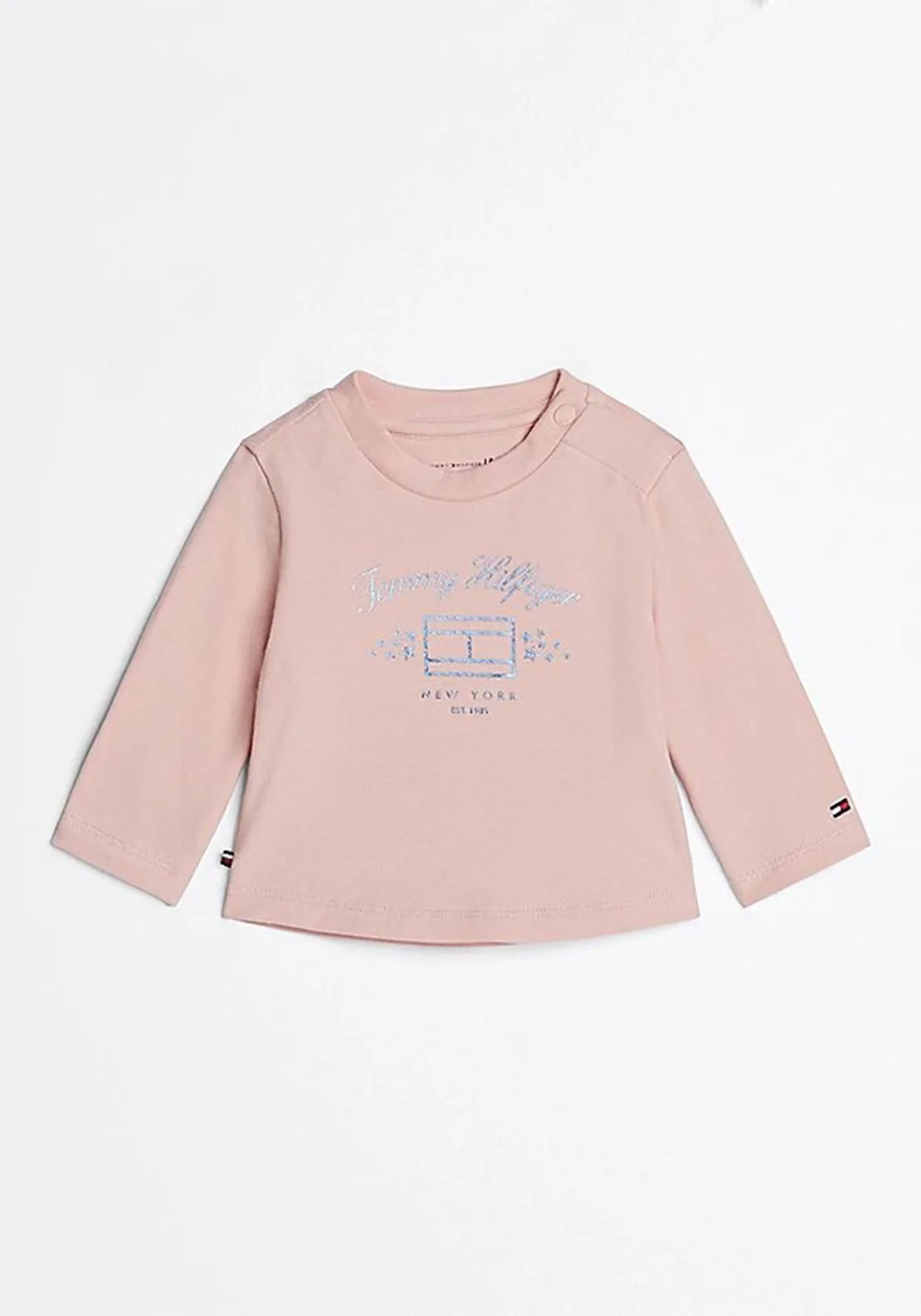 Tommy Hilfiger Baby Girl Logo Long Sleeve Top, Soft Rose