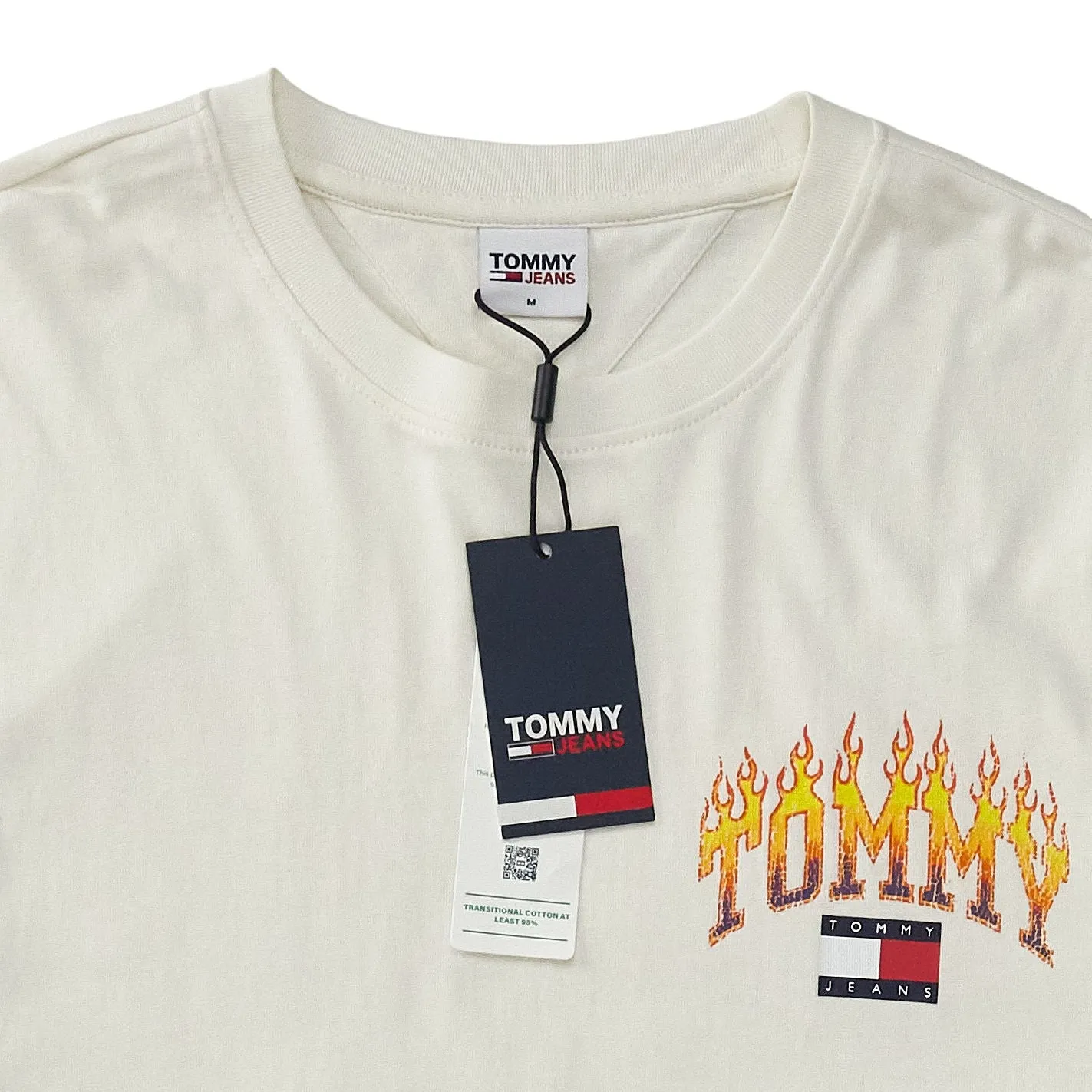 Tommy Jeans Cream Flame Print T-Shirt