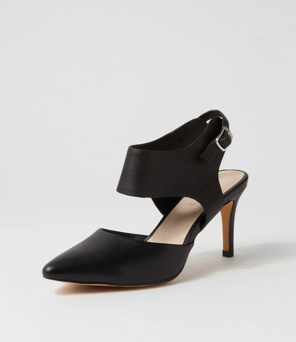 TOP END Barlina Black Leather Heels