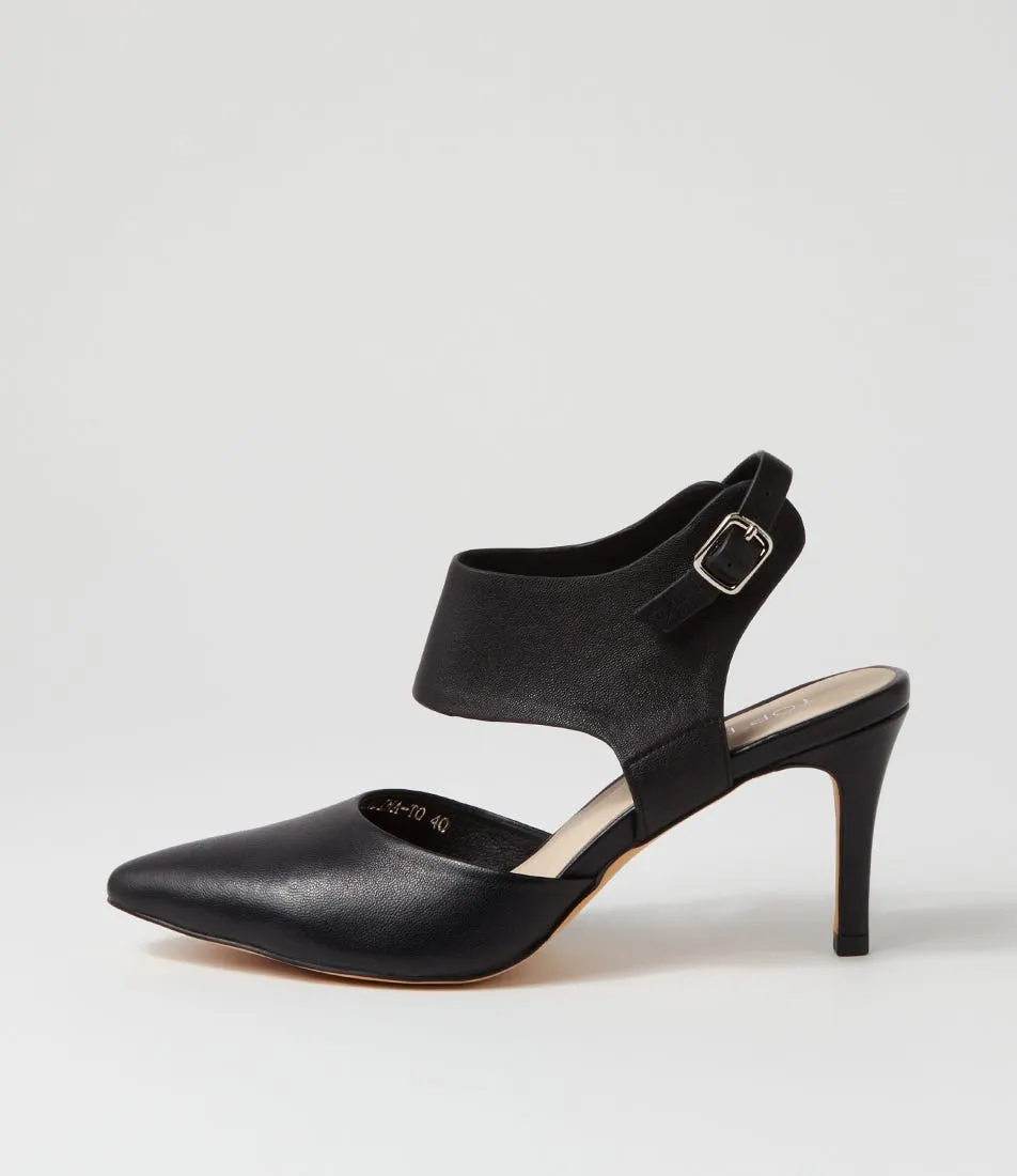 TOP END Barlina Black Leather Heels