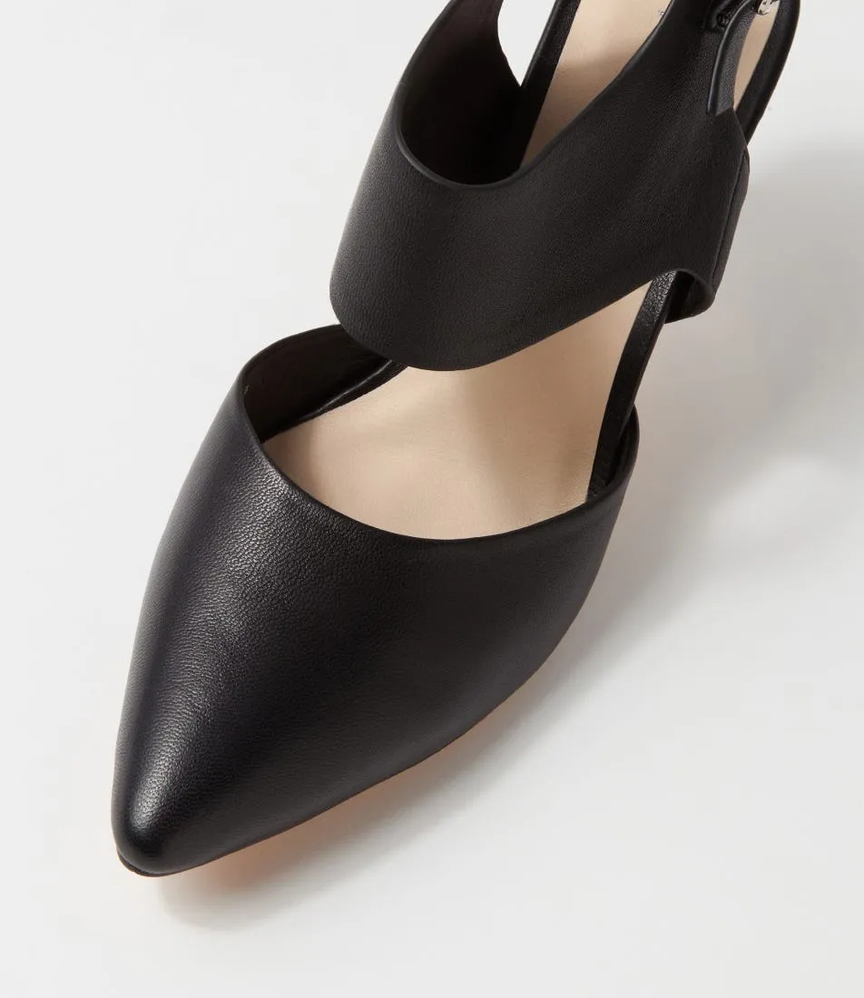 TOP END Barlina Black Leather Heels