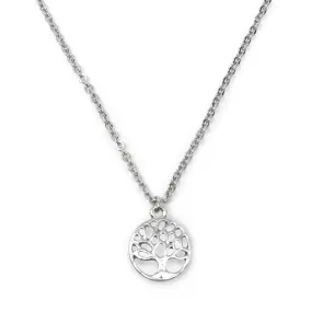 Tree of Life Pendant Necklace - 18 Inch, Rhodium Plated