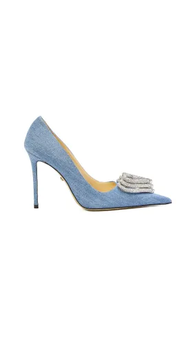 Triple Heart Denim Pumps - Blue