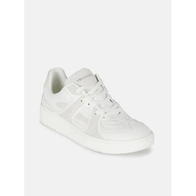 White Beige Women's Lace-up Sneakers