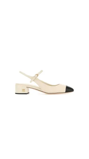 Two Tone Leather Pumps - Ivory