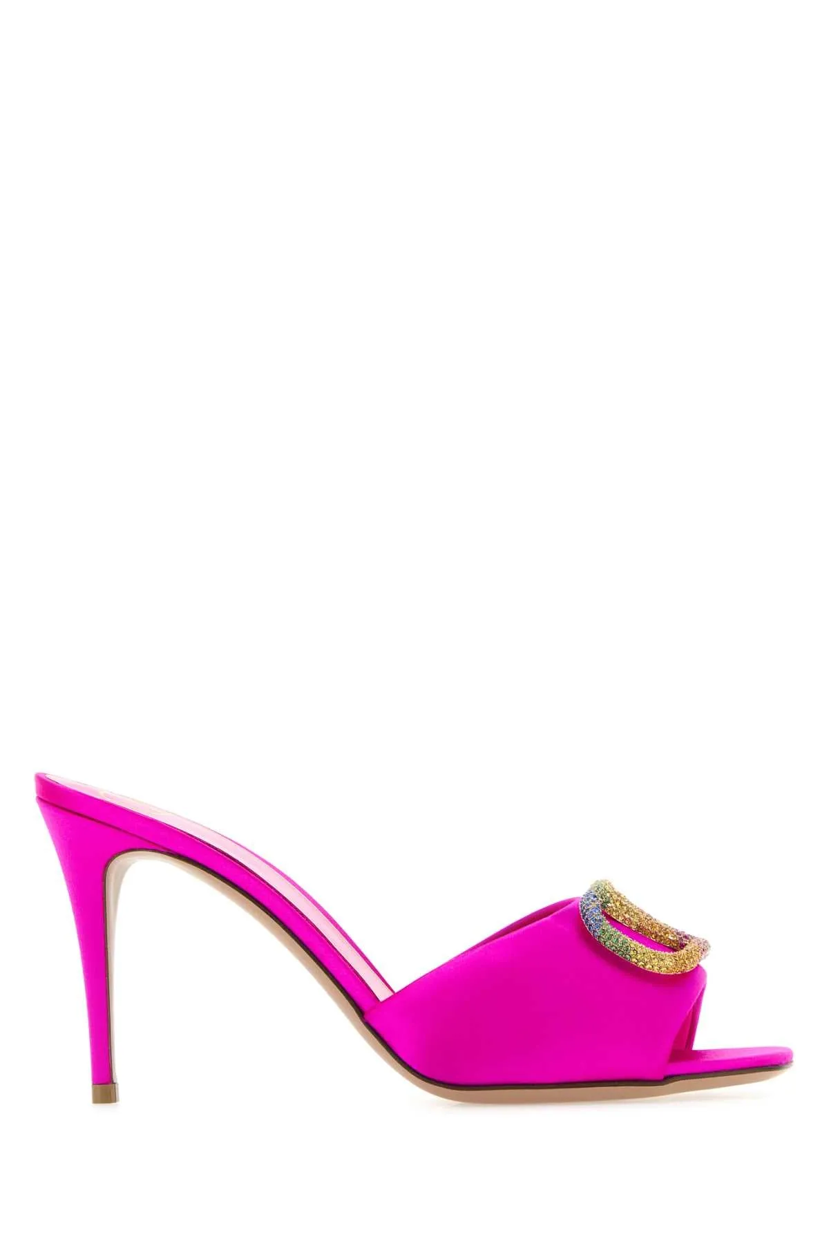 Valentino Garavani Fuchsia Satin Valentino Garavani Escape Mules