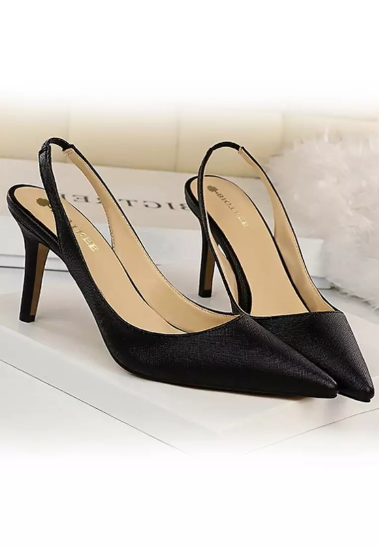 VANSA Elastic Slingback Pointed Heels VSW-H27210