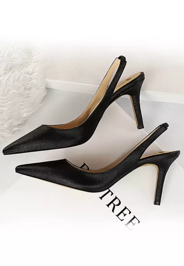 VANSA Elastic Slingback Pointed Heels VSW-H27210