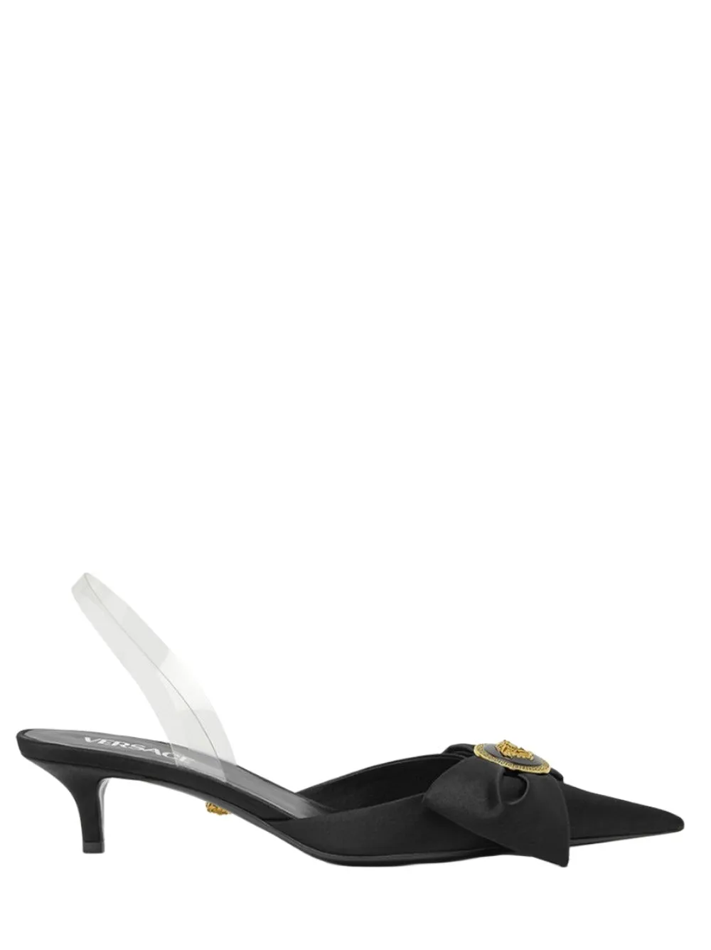 Versace Black Gold Alia Slingback Pumps