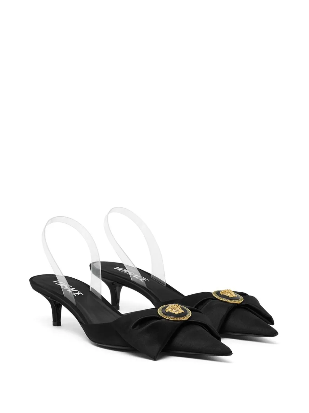 Versace Black Gold Alia Slingback Pumps