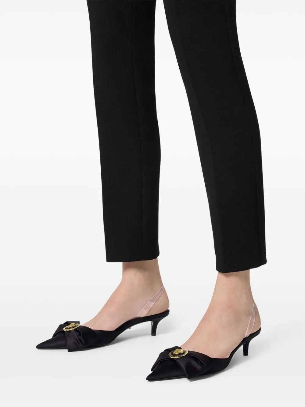 Versace Black Gold Alia Slingback Pumps