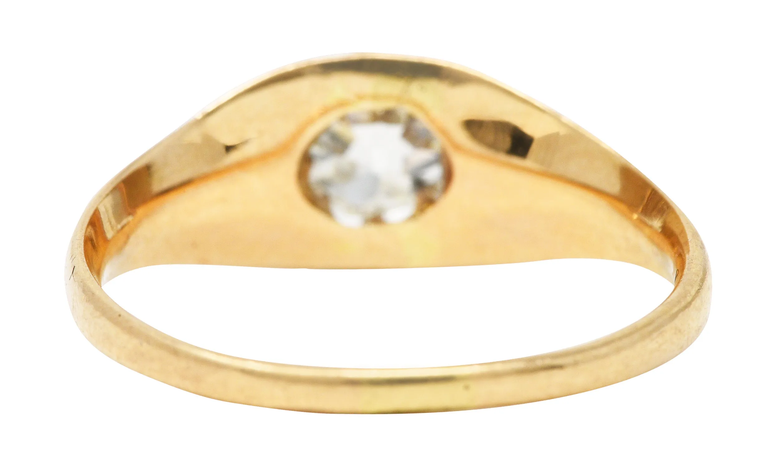 Victorian Old European Cut 0.78 CTW Diamond 14 Karat Yellow Gold Belcher Set Solitaire Antique Engagement Ring