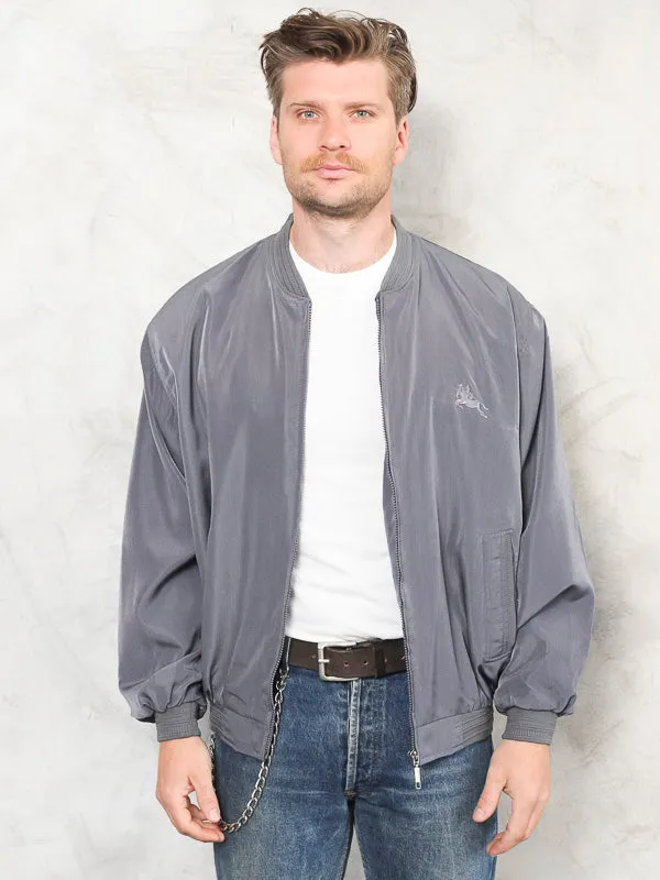 Vintage 90's Men Grey Bomber Jacket