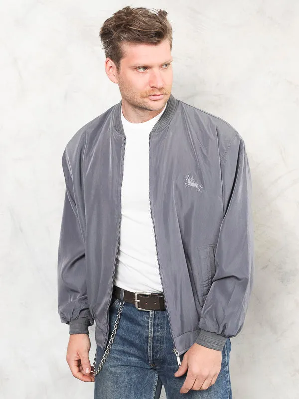 Vintage 90's Men Grey Bomber Jacket