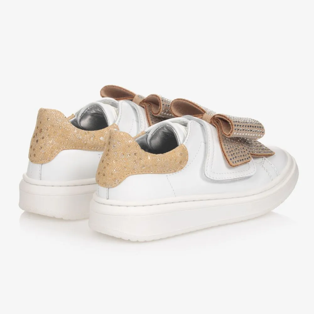 White & Gold Leather Trainers