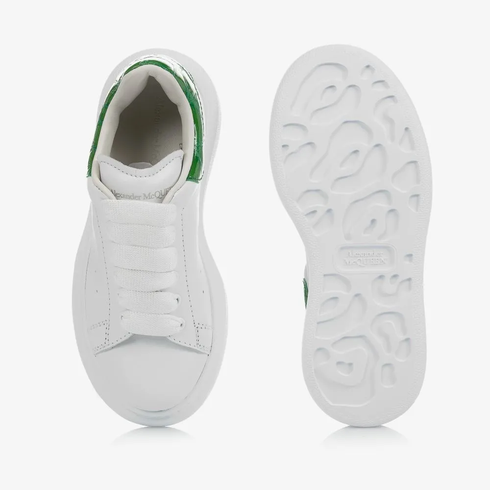 White & Green Leather Trainers