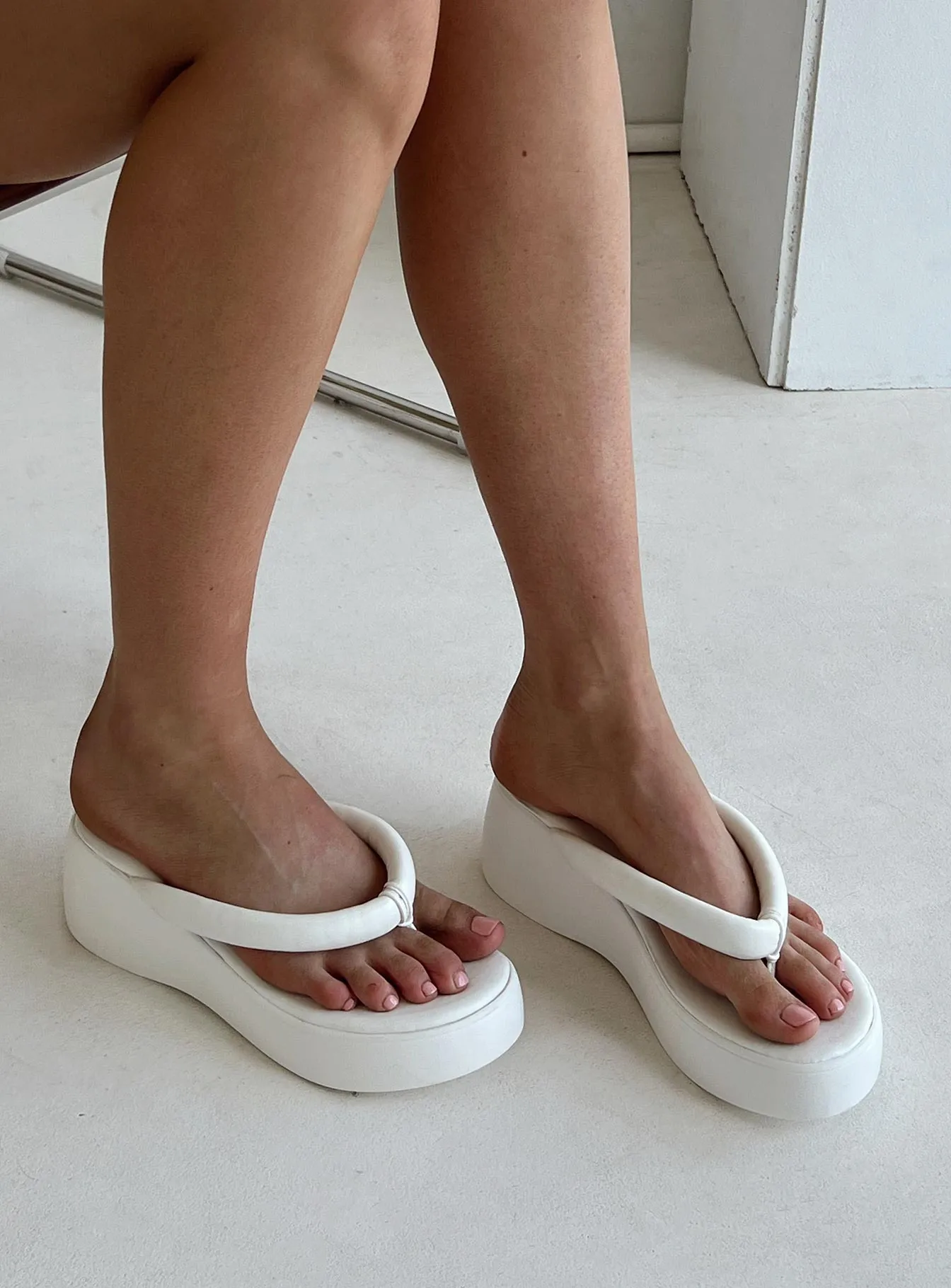 White Daylight Platform Sandals