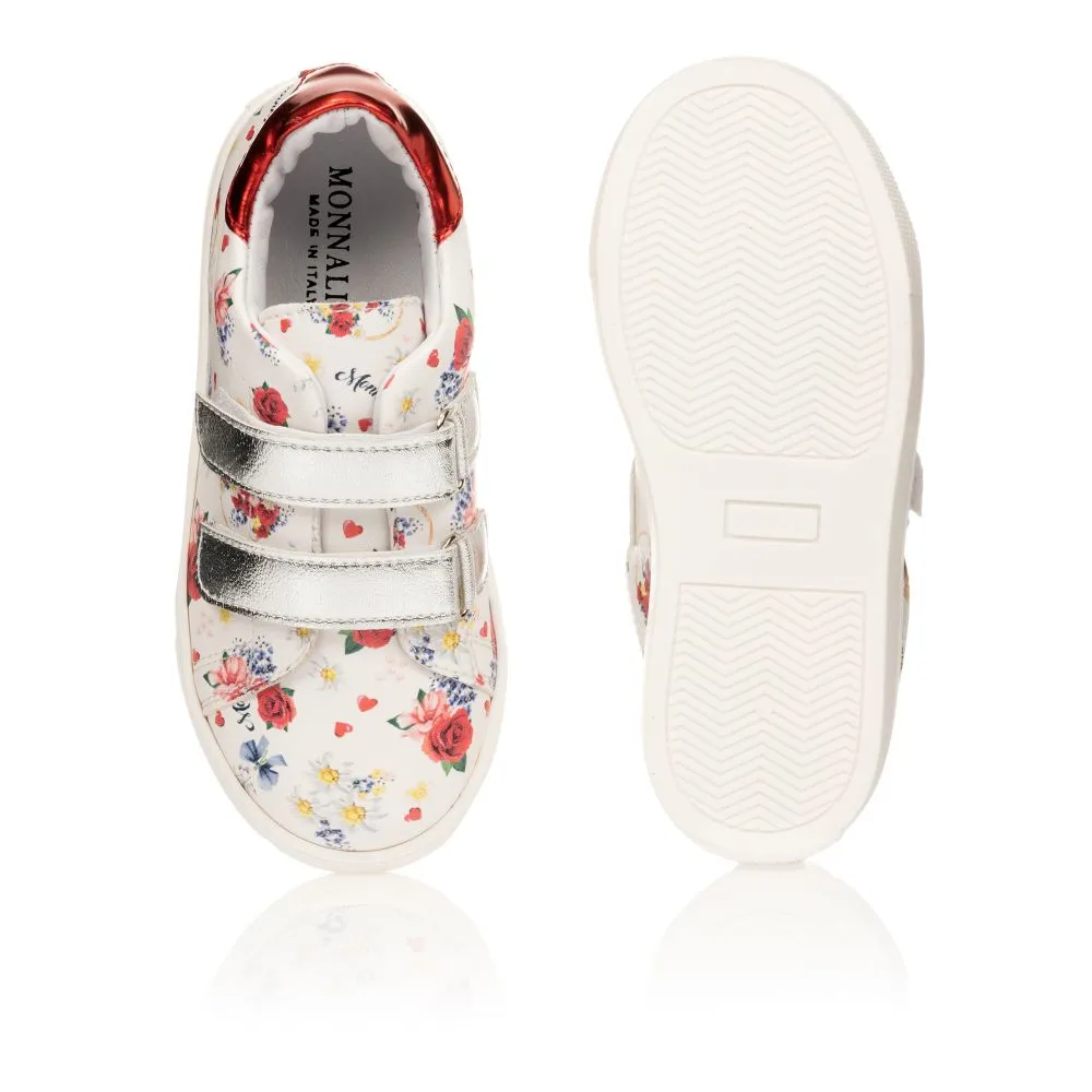 White Floral Velcro Trainers