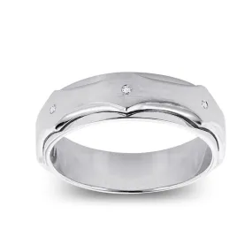 Men's Ring with Diamonds in White Gold