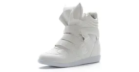 White High Top Hidden Wedge Sneakers with Velcro Tape