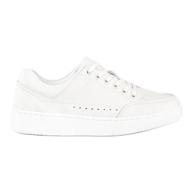 White leather high platform sneakers