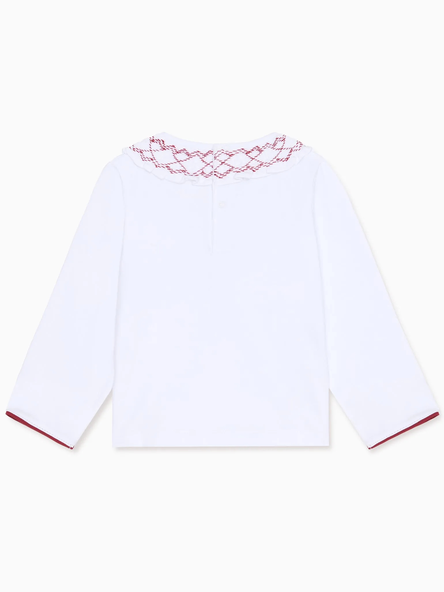 White Loretta Long Sleeve Baby Girl Smocked Top