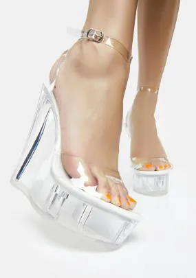 White Patent Platform Wedge Heels by Nikki