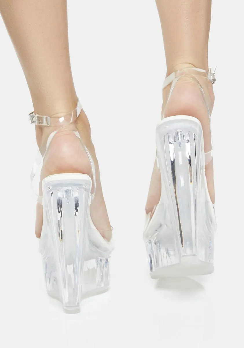 White Patent Platform Wedge Heels by Nikki