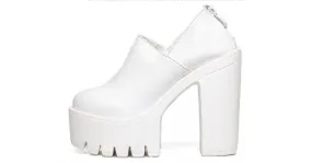 White Punk Rock Gothic Chunky Sole Block High Heels Platform Pumps