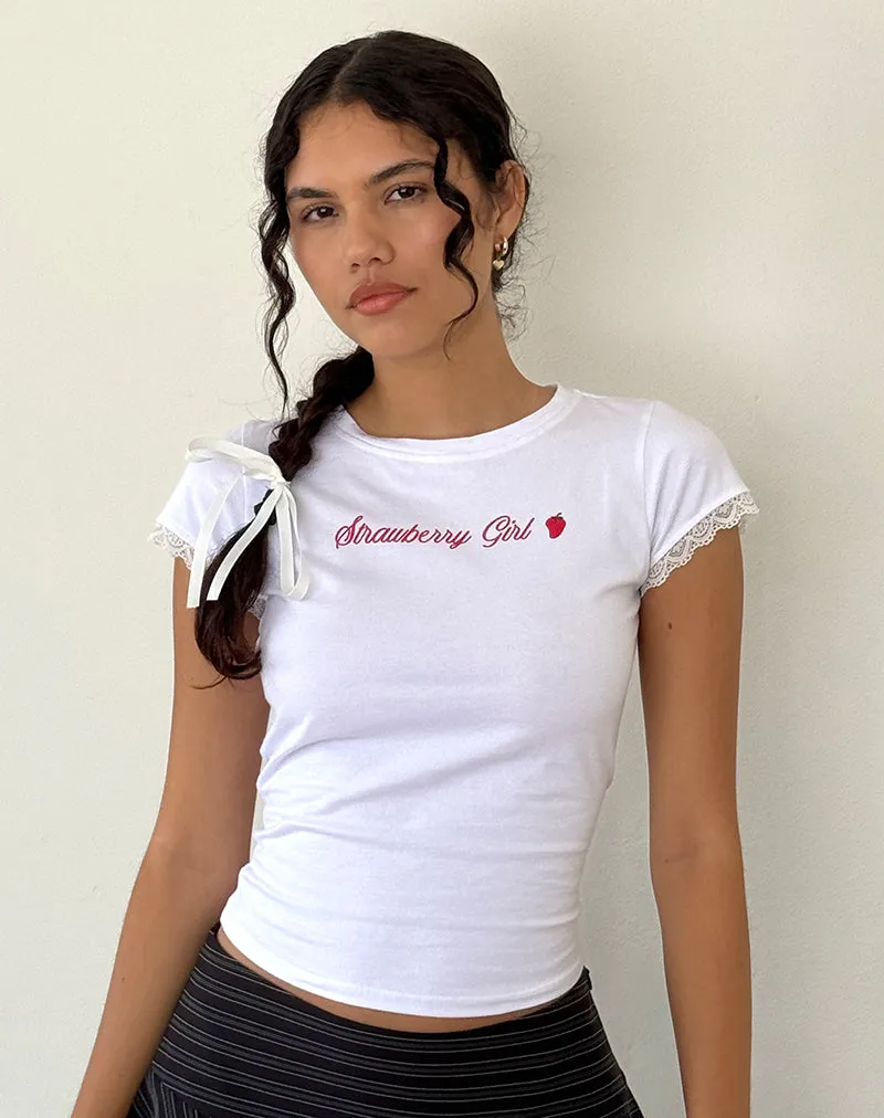 White Strawberry Girl Script Izzy Top