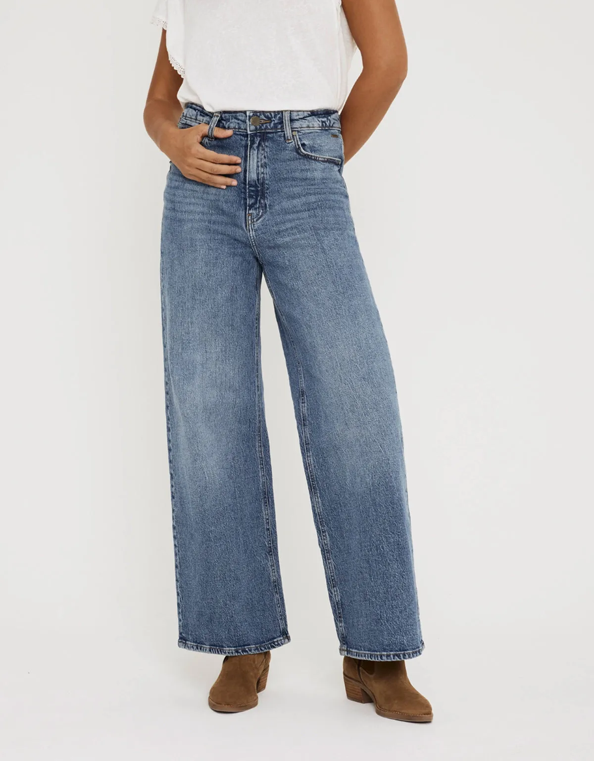 Wide Leg Denim Trousers - Bates