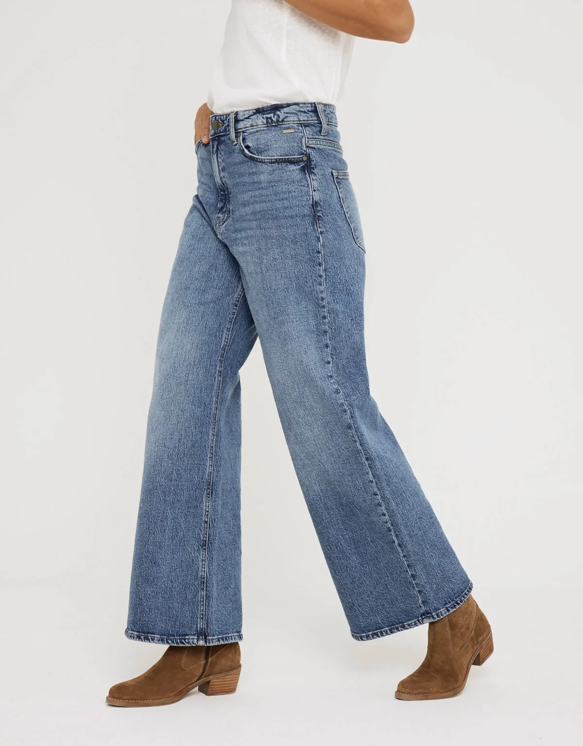 Wide Leg Denim Trousers - Bates