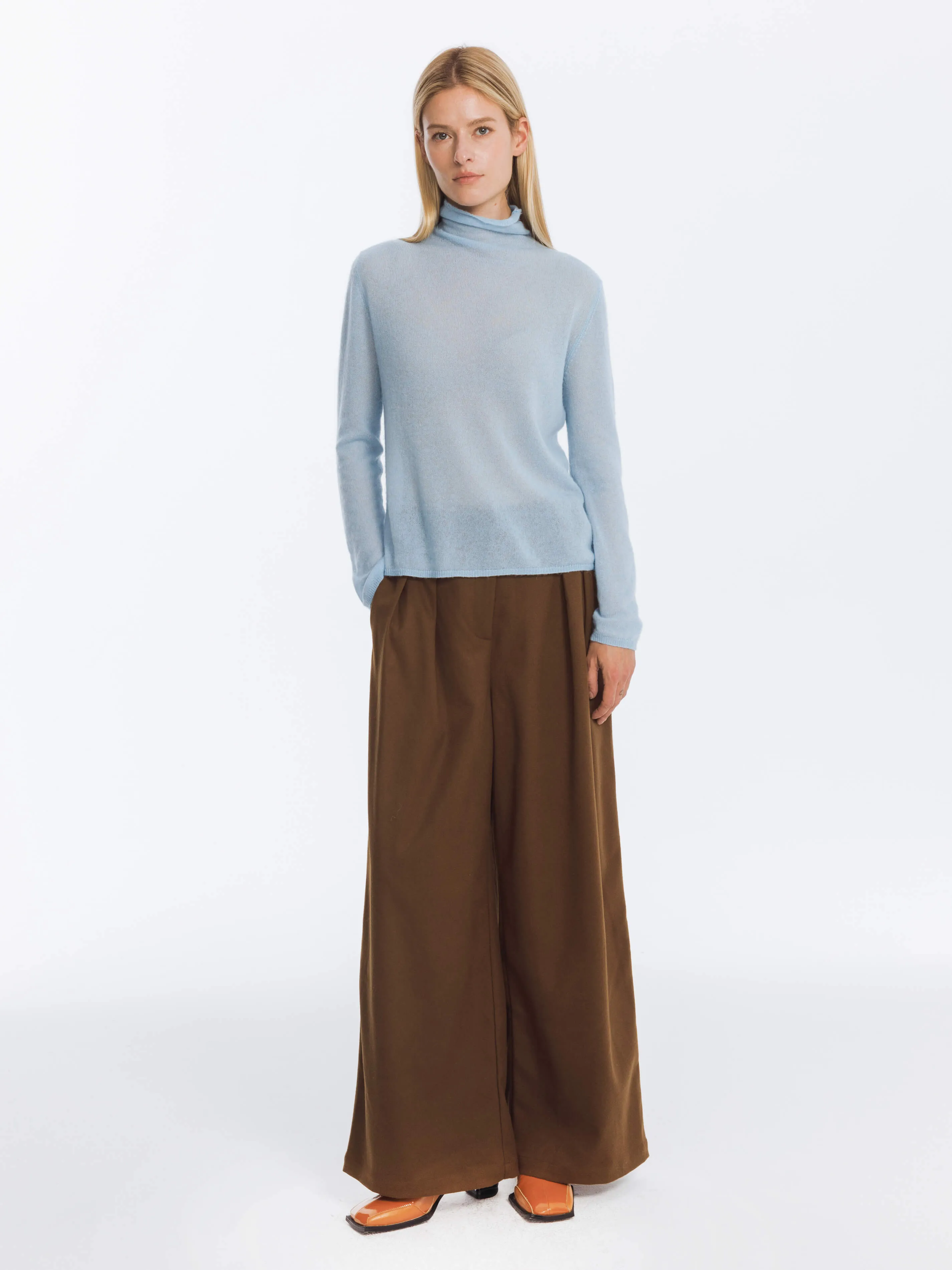 Wide Leg Double Pleated Trousers