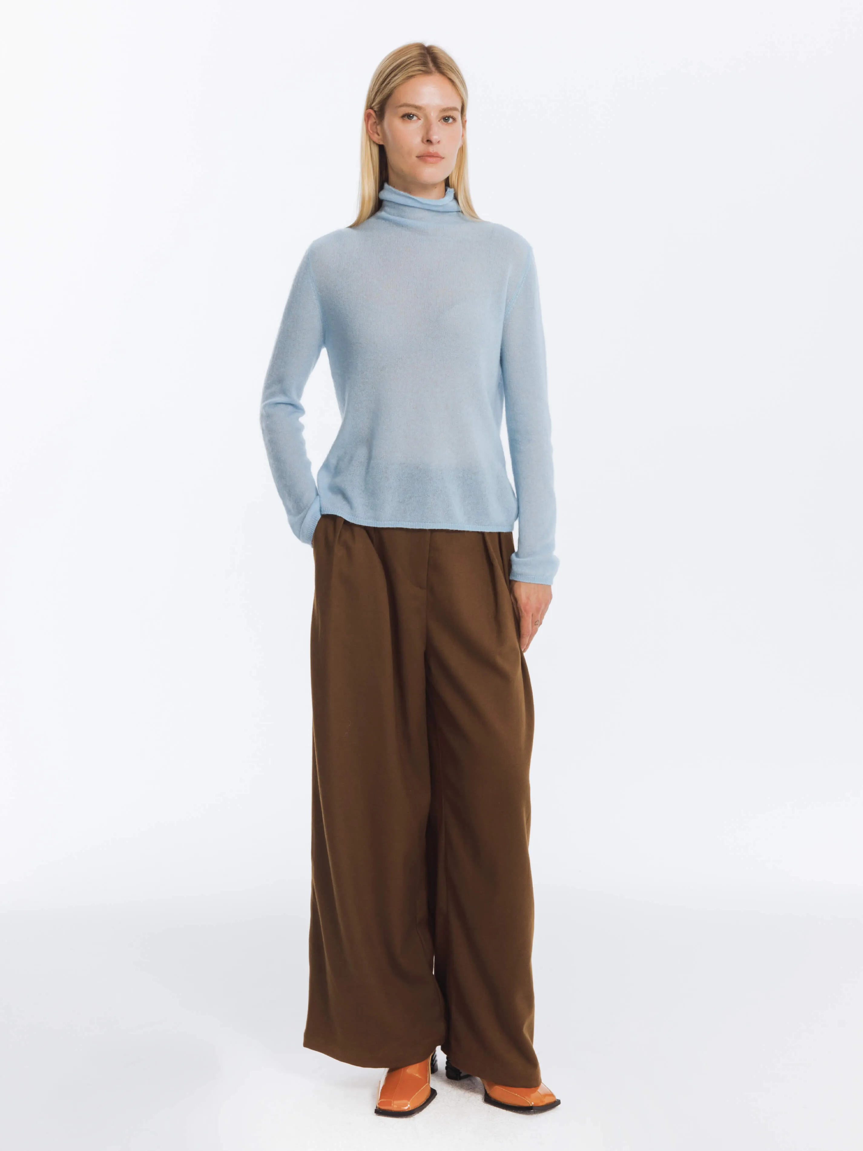 Wide Leg Double Pleated Trousers