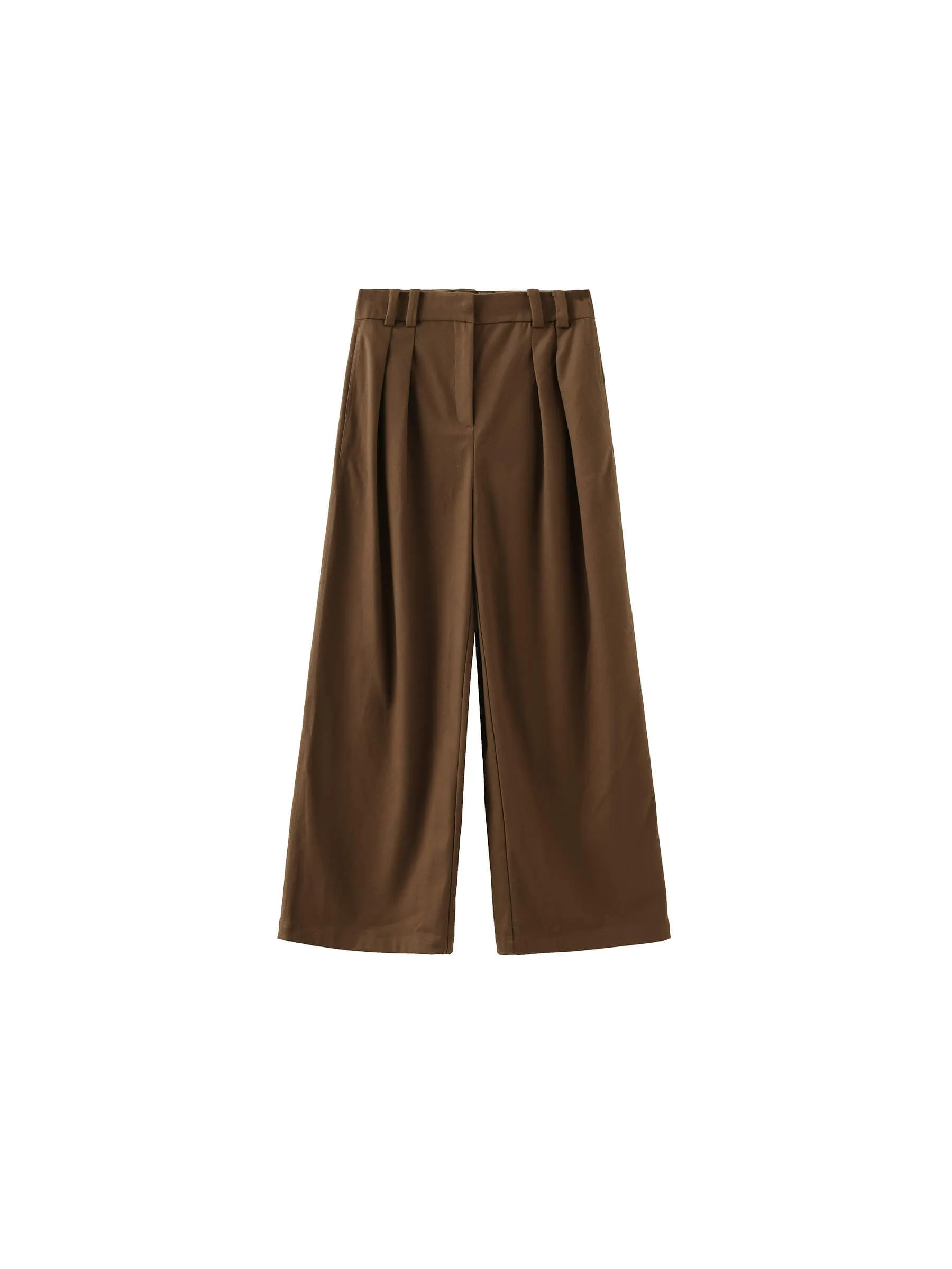 Wide Leg Double Pleated Trousers