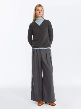 Wide Leg Double Pleated Trousers