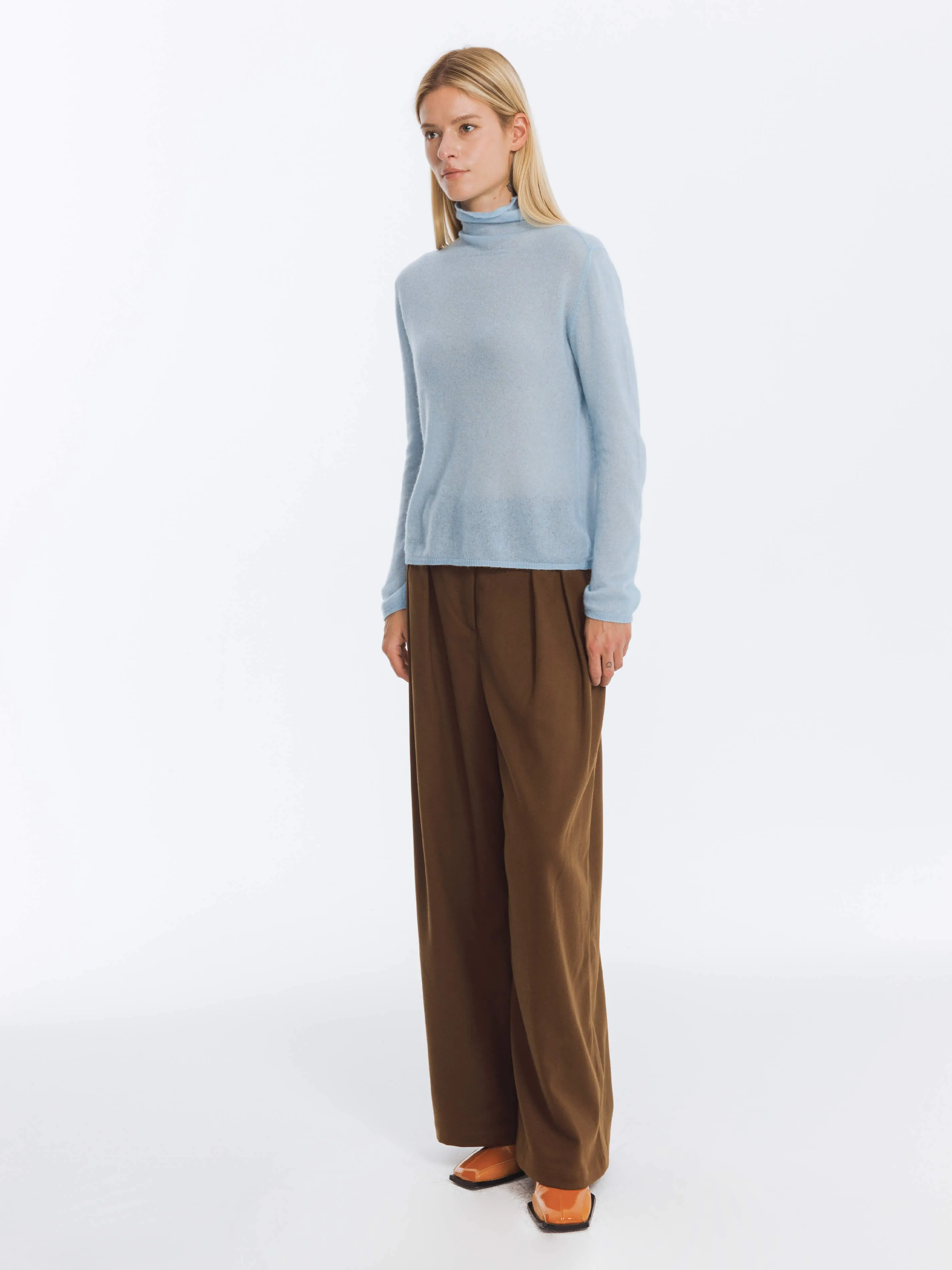 Wide Leg Double Pleated Trousers