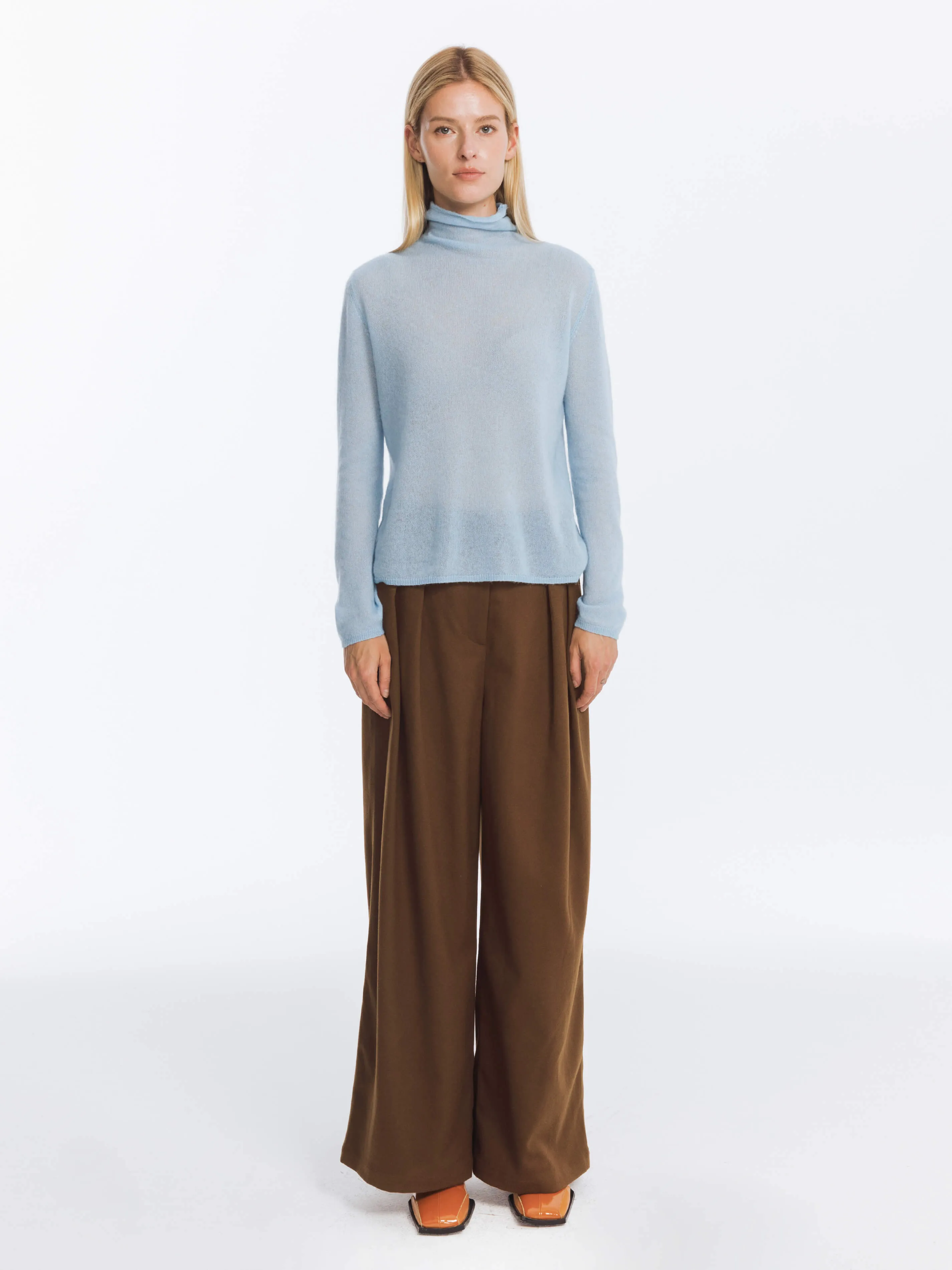 Wide Leg Double Pleated Trousers