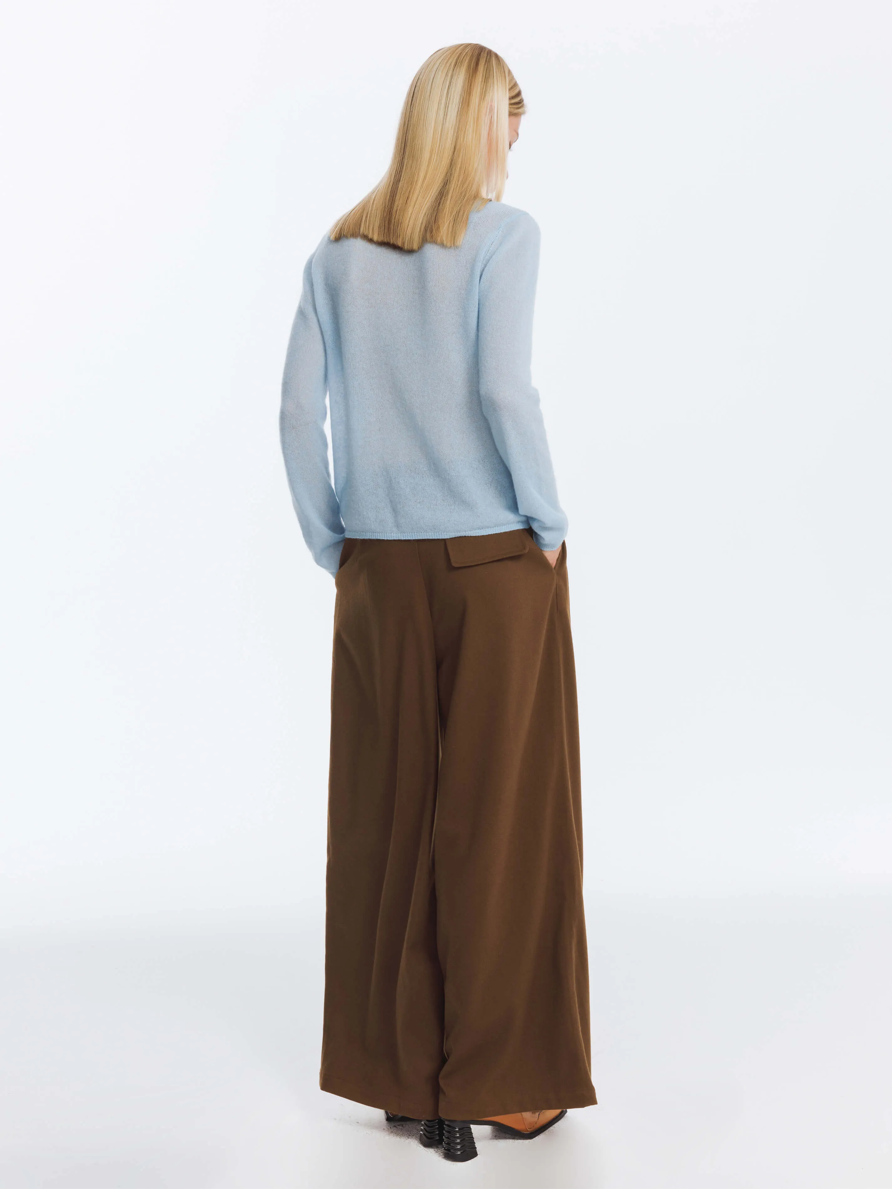 Wide Leg Double Pleated Trousers