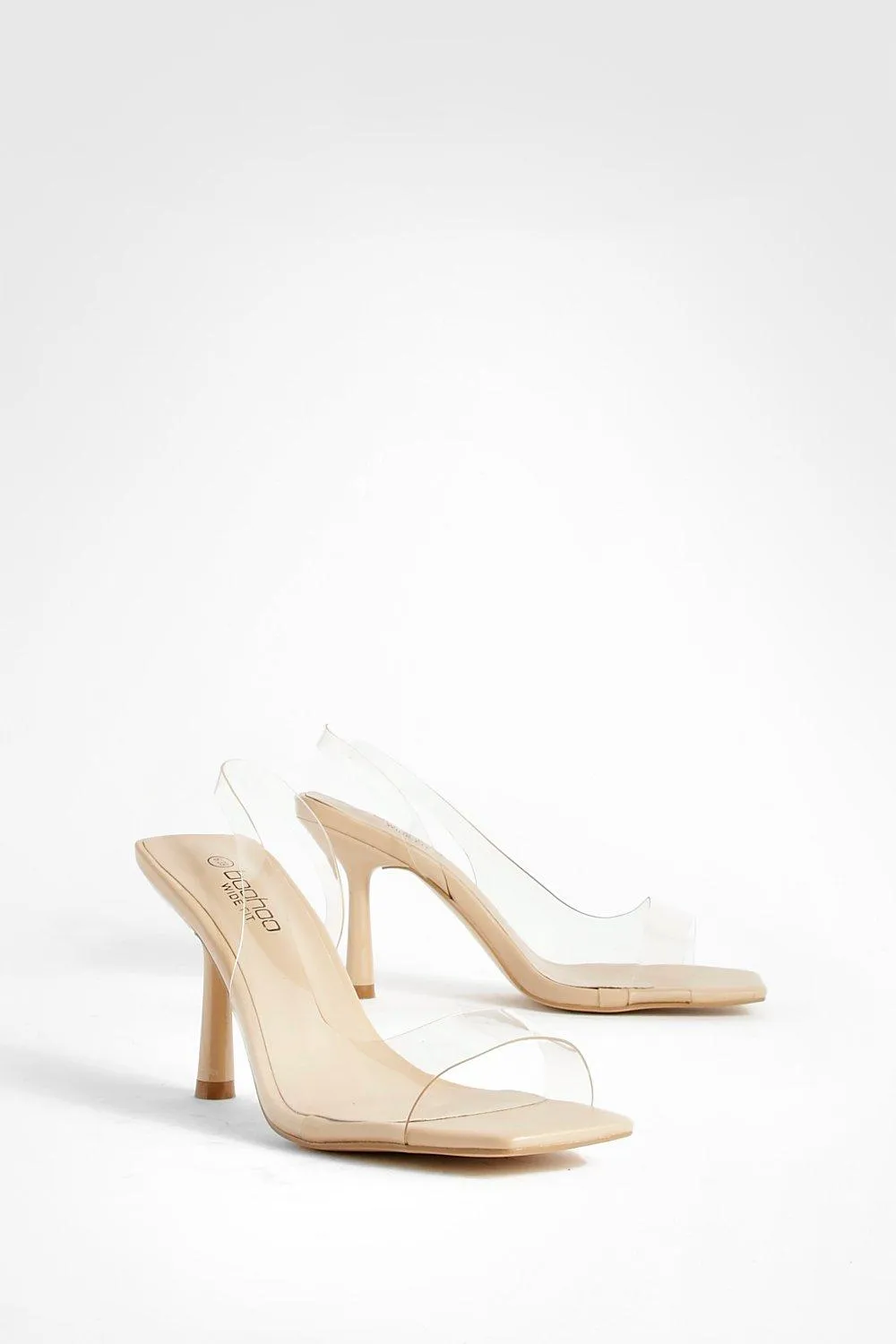 Wide Width Clear Slingback Heels