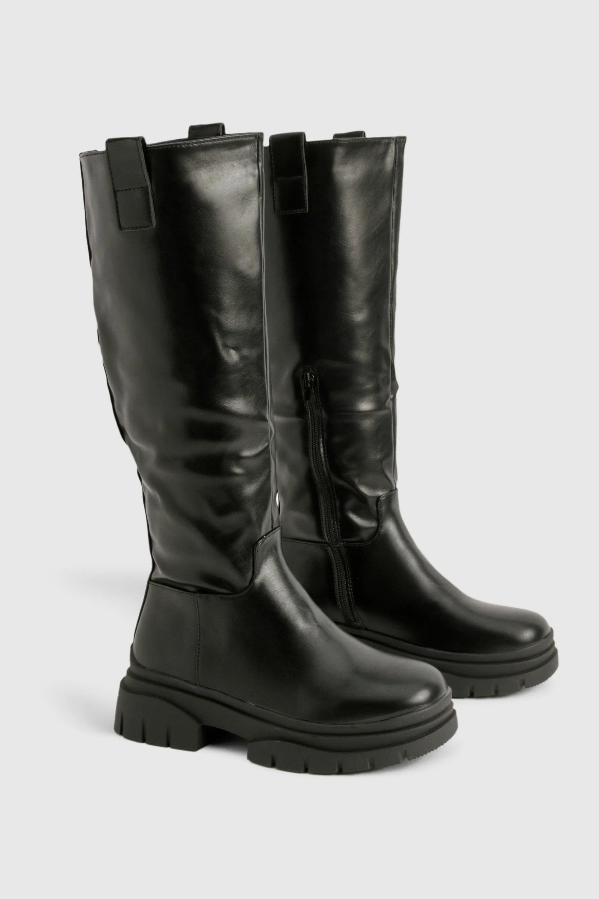 Wide Width Wave Sole Knee High Boots