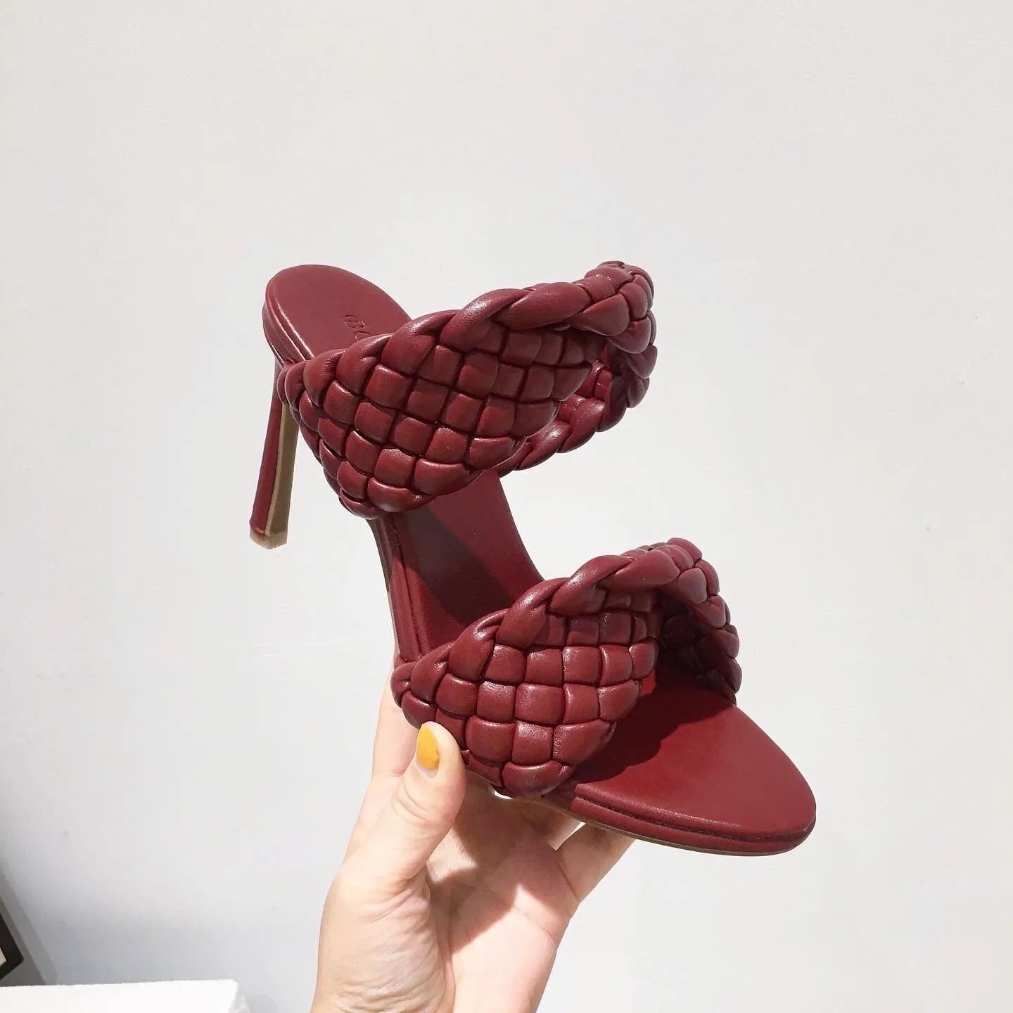 Wine Red Synthetic Leather Pointed High Heel Pumps for Women