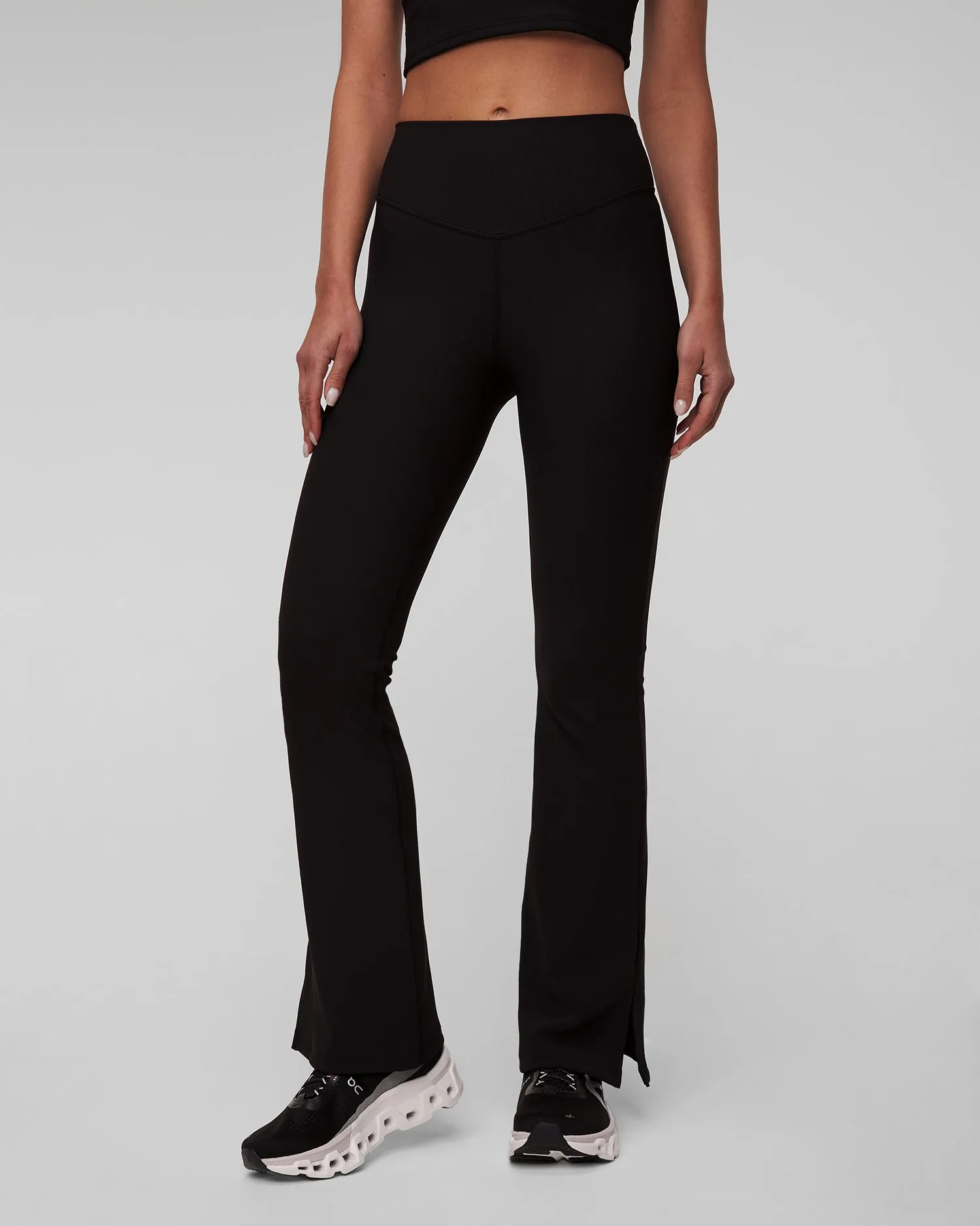 Women's black trousers The Upside Ribbed Florence Flare usw323153-black