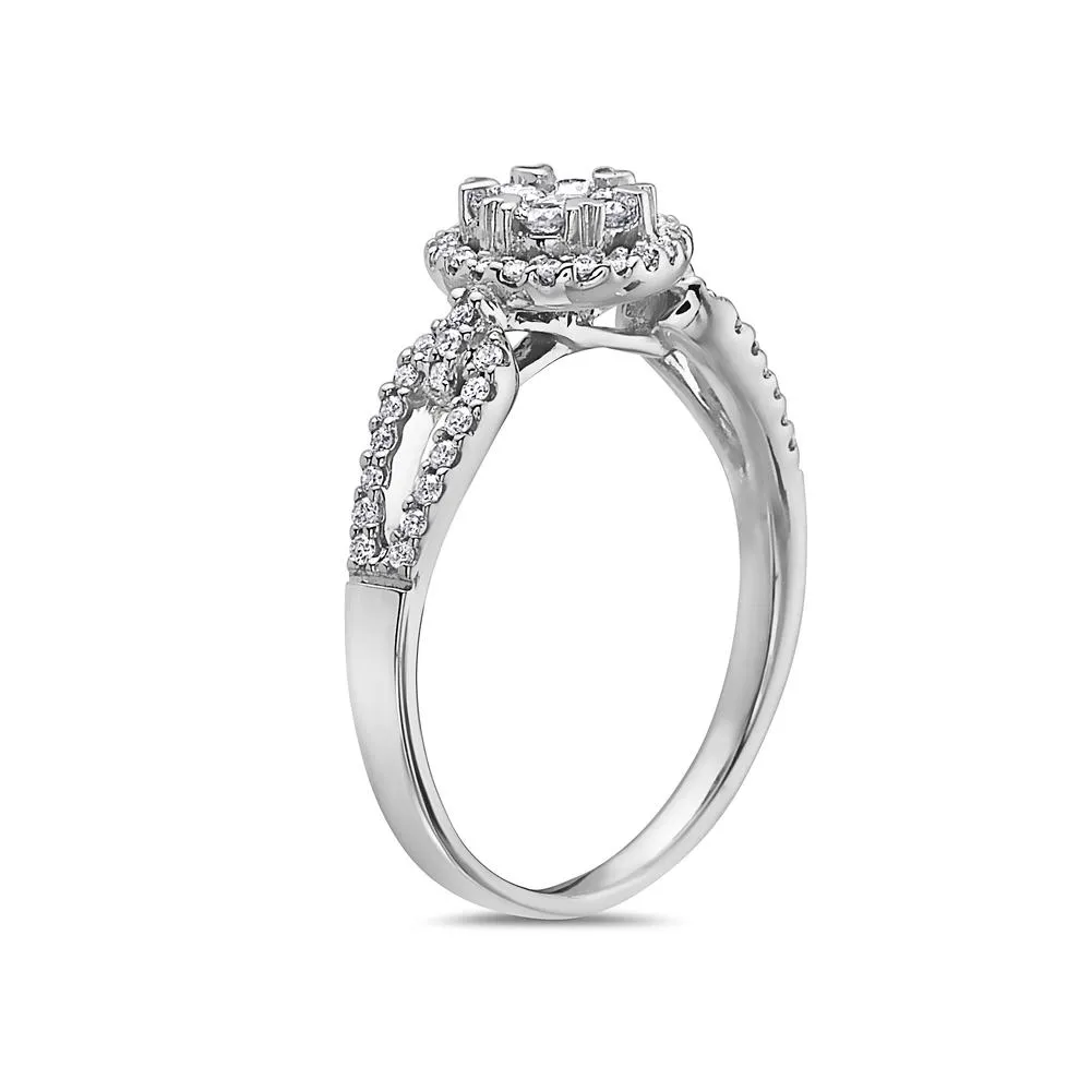 Women's 14k White Gold Ring with 0.49CT Diamond for Right Hand