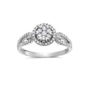 Women's 14k White Gold Ring with 0.49CT Diamond for Right Hand