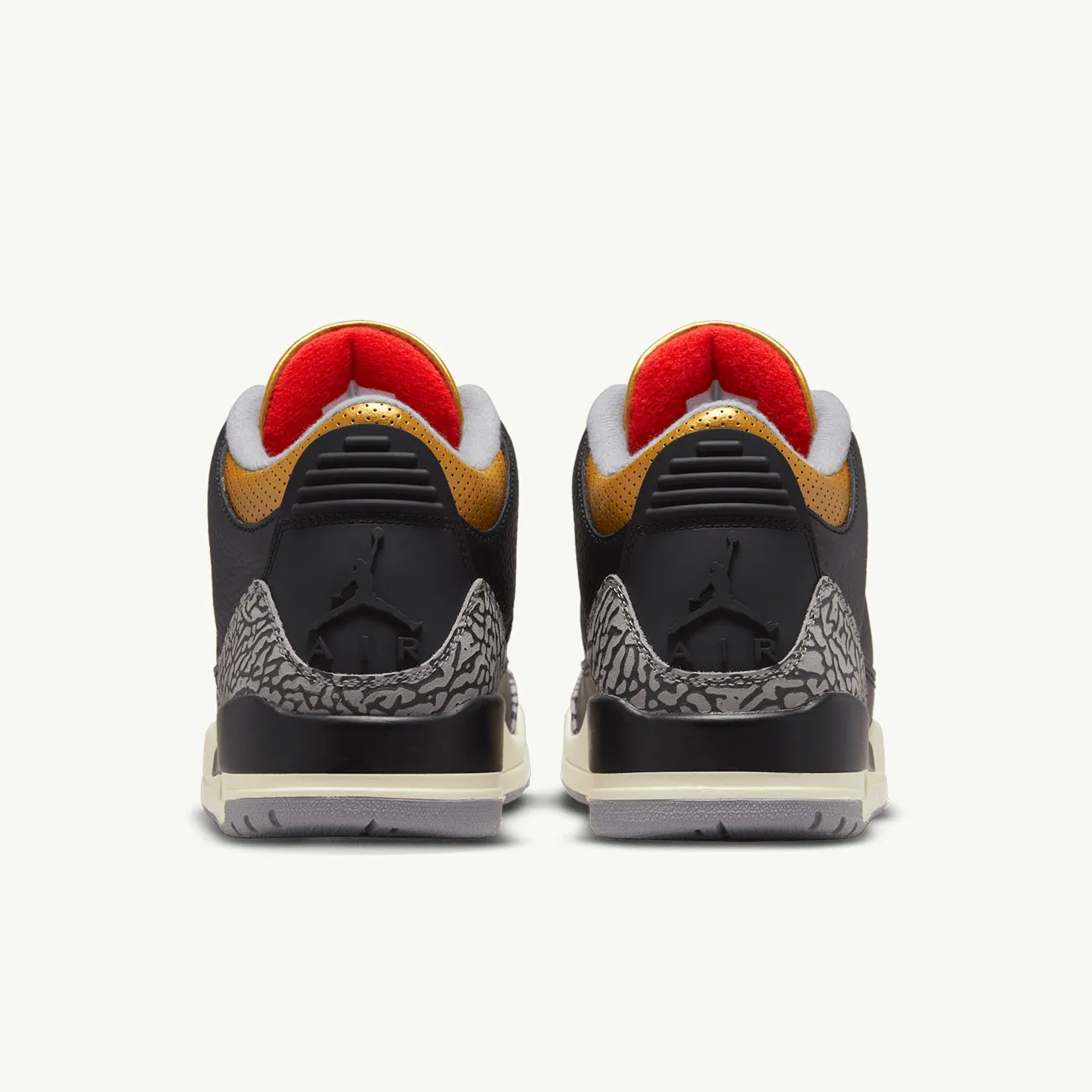 Women's Air Jordan 3 Retro - Black/Fire Red/Metallic Gold/Cement Grey