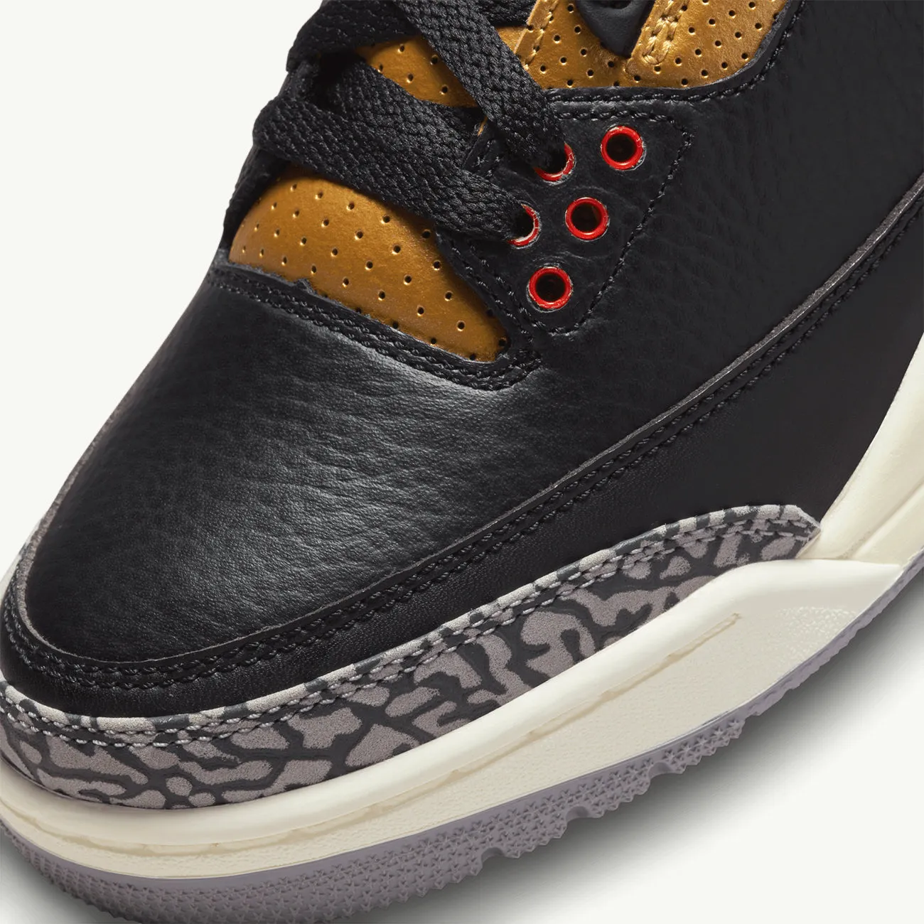 Women's Air Jordan 3 Retro - Black/Fire Red/Metallic Gold/Cement Grey