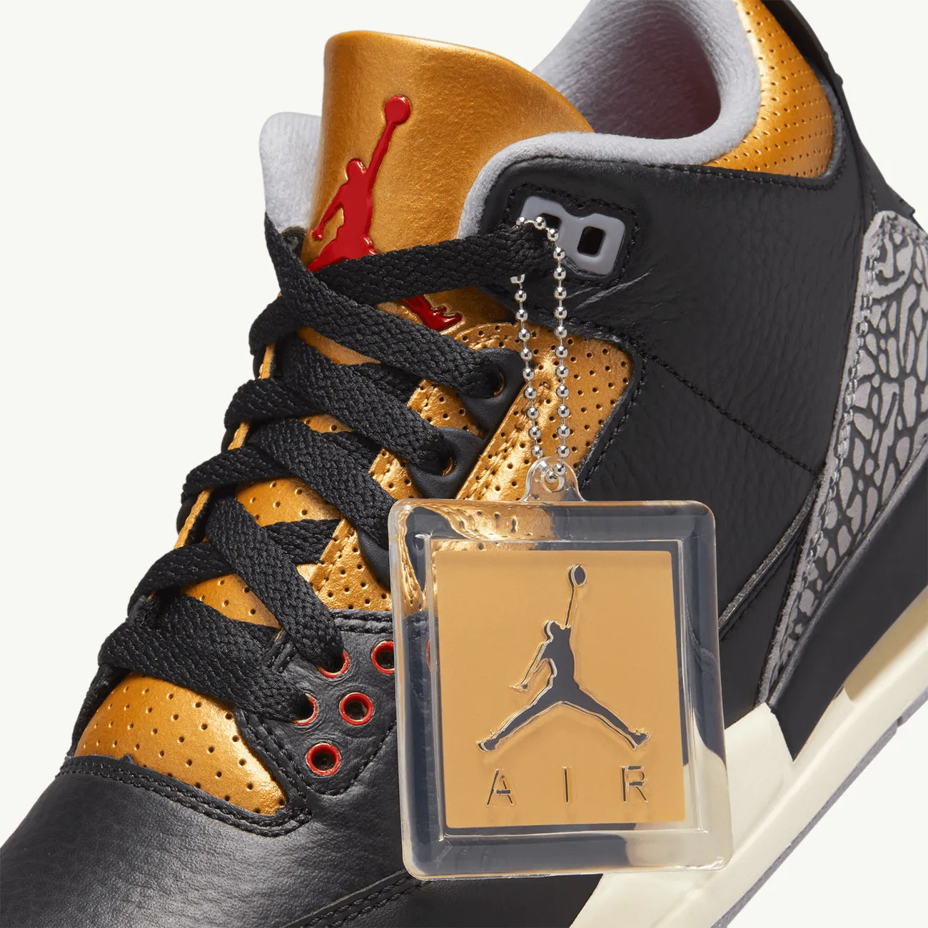 Women's Air Jordan 3 Retro - Black/Fire Red/Metallic Gold/Cement Grey